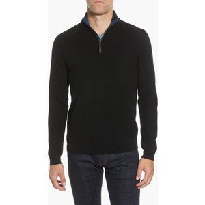 Ted Baker Black Wool Blend Sweater (Men’s XL/XXL) Tunnel 1/4 Zip Slim Fit
